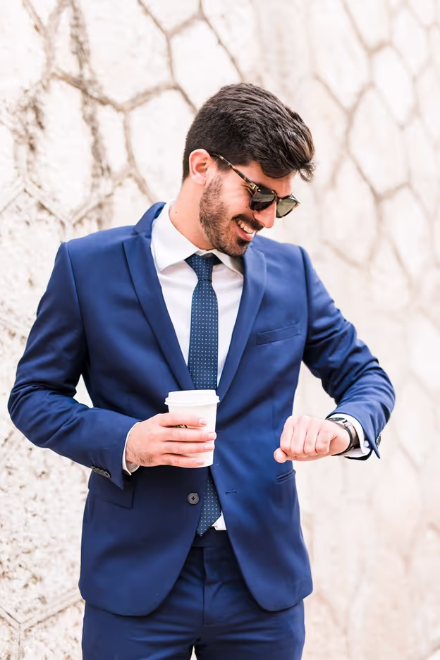 Modern Suit: Suit with clean lines, slim lapels, and updated details.