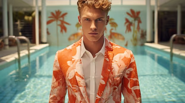 Patterned Suit: Suit with bold patterns, such as checks, stripes, or florals.